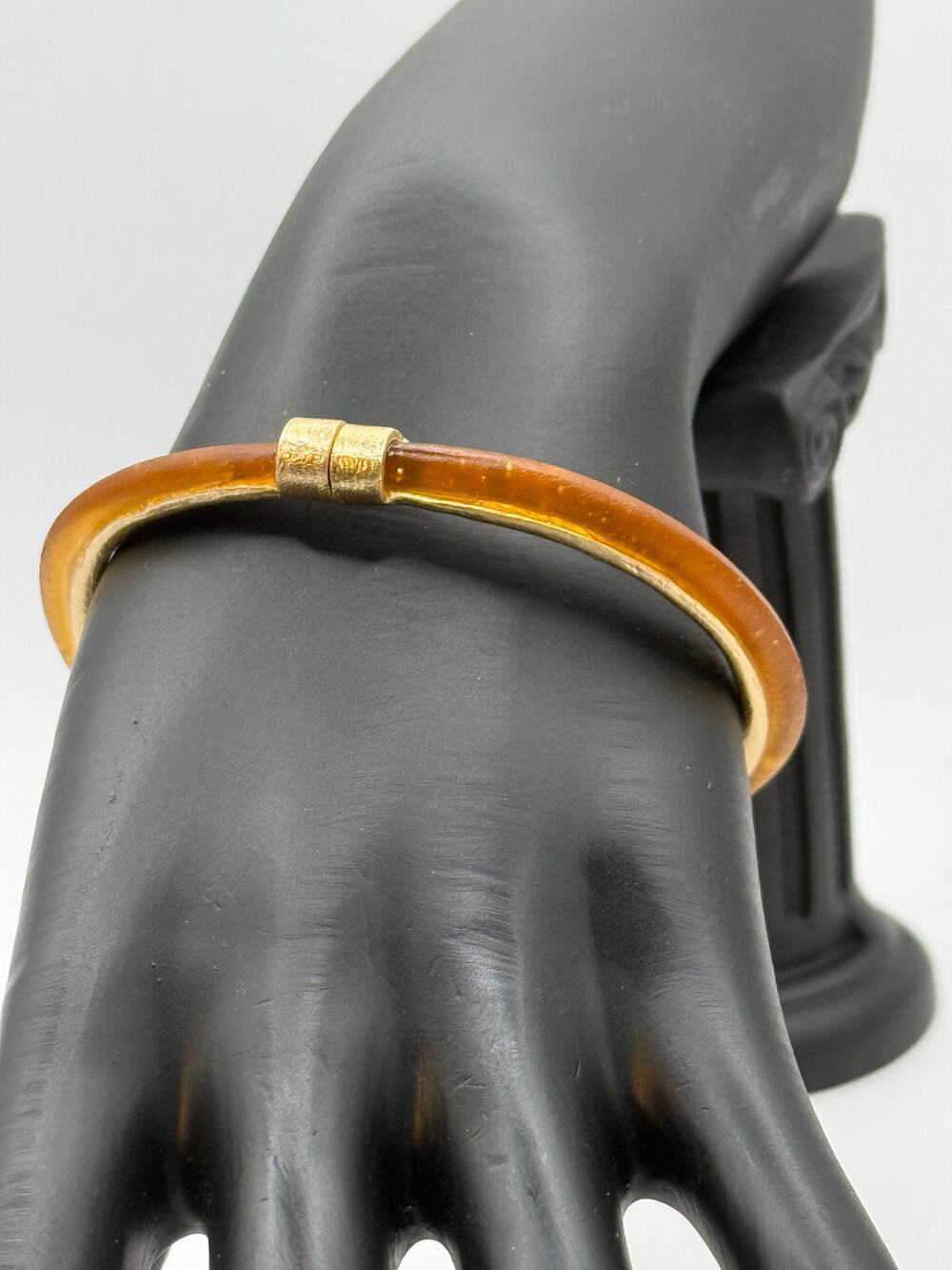 Michael Vincent Michaud 18K Gold Plated Amber Bangle Bracelet